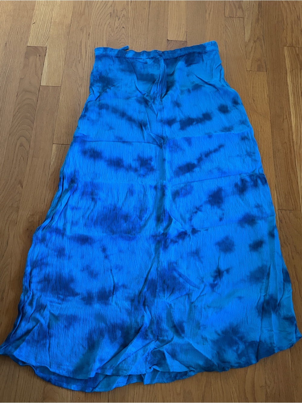 Vintage 90s Hokuspokus Rayon Blue Tye Dye Skirt Size L